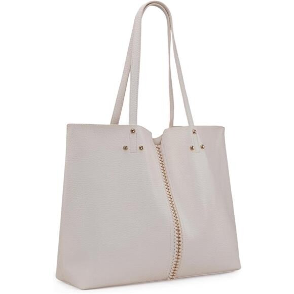 Women's Faux Leather Tote Bag - Large Capacity Shoulder Bag Purse With Zipper